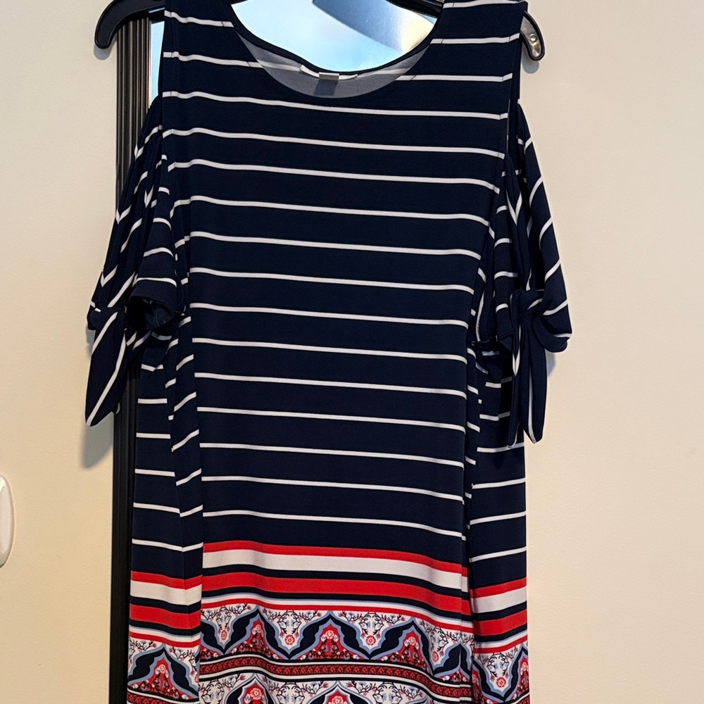 Charter Club Navy and Red Striped Blouse